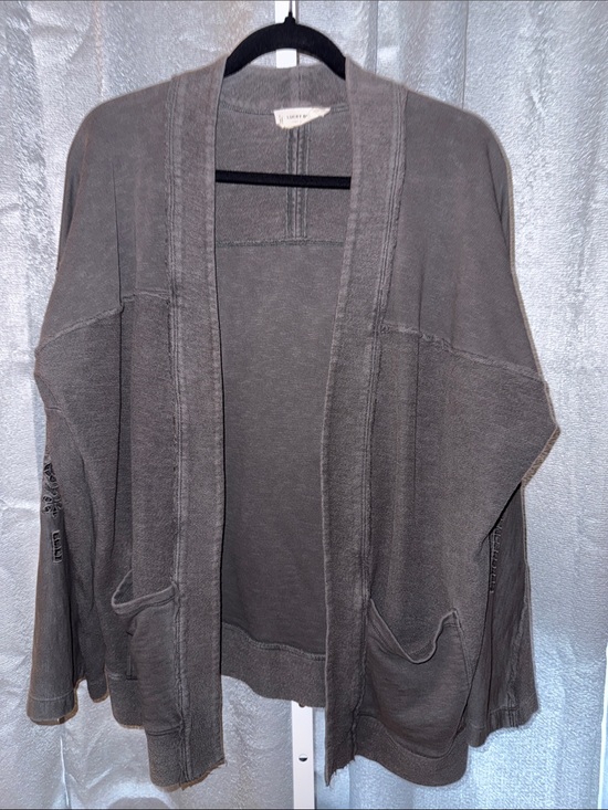 Lucky Brand Sweaters - Lucky Brand Open-Front Gray Cardigan with beautiful crochet sleeves Sweater